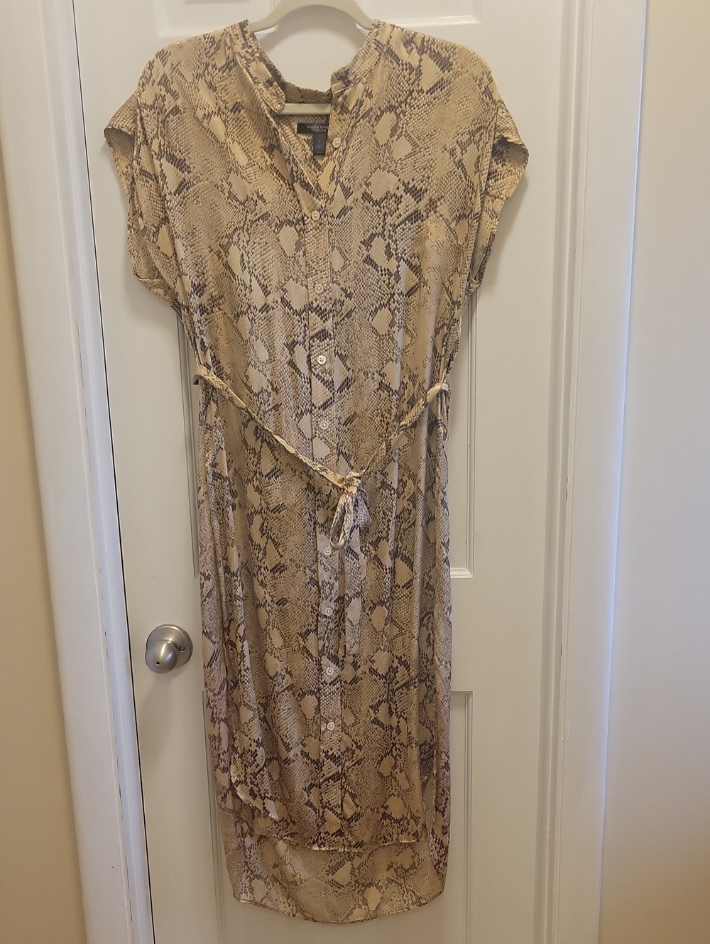 Banana Republic Beige Snake-Print Midi Dress